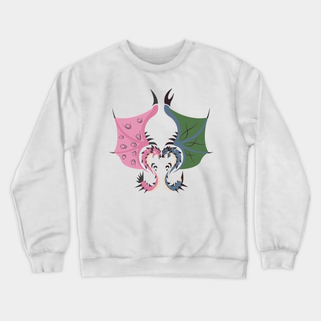 Heaven and Earth - Pink Rathian and Azure Rathalos Crewneck Sweatshirt by kinokashi